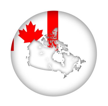Canada map flag button isolated on a white background.