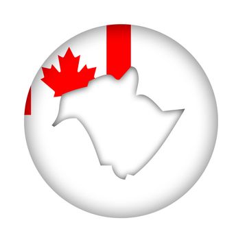 Canada state of New Brunswick Island map flag button isolated on a white background.