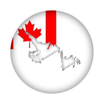Canada state of Newfoundland Island map flag button isolated on a white background.
