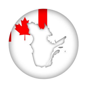 Canada state of Quebec map flag button isolated on a white background.