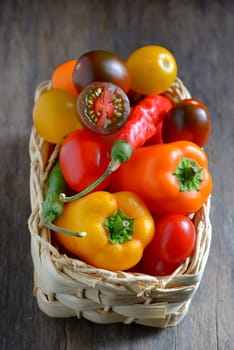 Fresh ripe colorful vegetables tomatoes