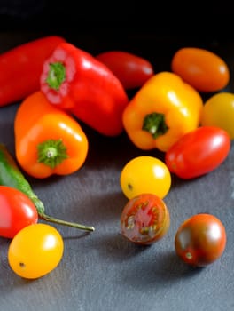 Fresh ripe colorful vegetables tomatoes