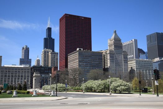 Chicago buildings and landmarks as seen  from Lake Shore Drive.