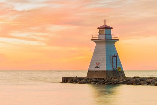 Lighthouse situated in Southampton Ontario photographed at sunset.