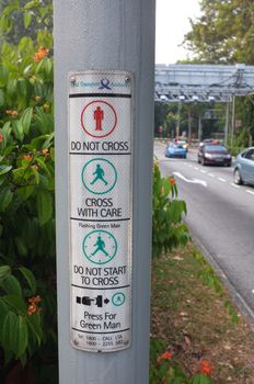 Red and Green pedestrian Crossing Signage