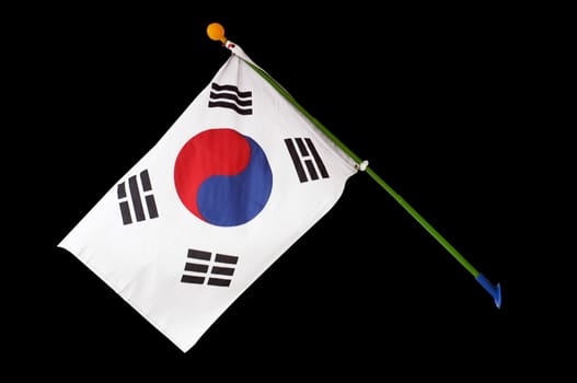 South Korea flag isolated on black background