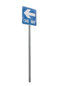 One way left sign and arrow on blue color