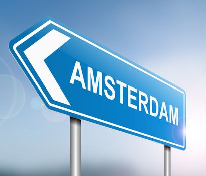 Illustration depicting a sign with an Amsterdam concept.