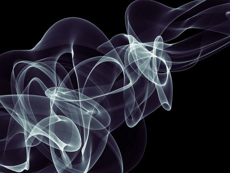 abstract white silk smoke over black background with copyspace.