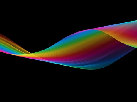 abstract eco fresh rainbow smoke flame helix over black background.