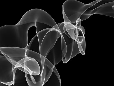 abstract white silk smoke over black background with copyspace.