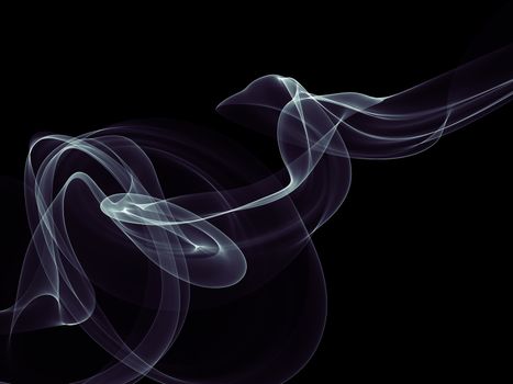 abstract white silk smoke over black background with copyspace.