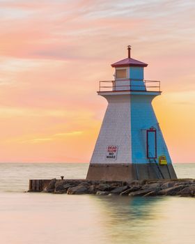 Lighthouse situated in Southampton Ontario Canada photographed at sunset.