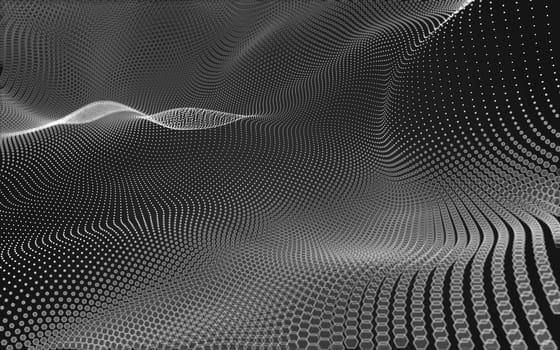 Abstract polygonal space low poly dark background with connecting dots and lines. Connection structure. 3d rendering