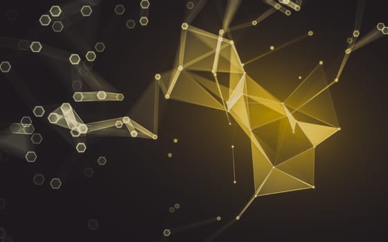 Abstract polygonal space low poly dark background with connecting dots and lines. Connection structure. 3d rendering