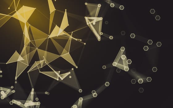 Abstract polygonal space low poly dark background with connecting dots and lines. Connection structure. 3d rendering