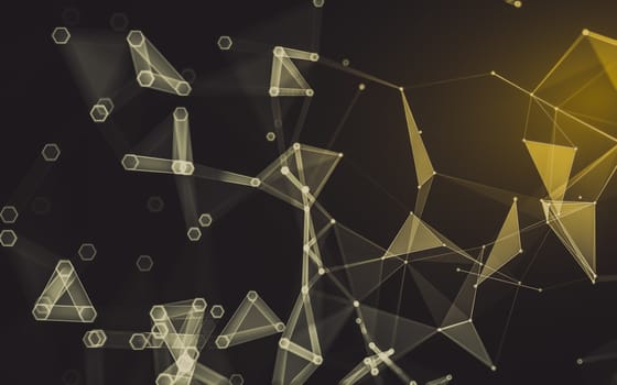 Abstract polygonal space low poly dark background with connecting dots and lines. Connection structure. 3d rendering