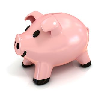 Piggy bank 3D isolated on white background
