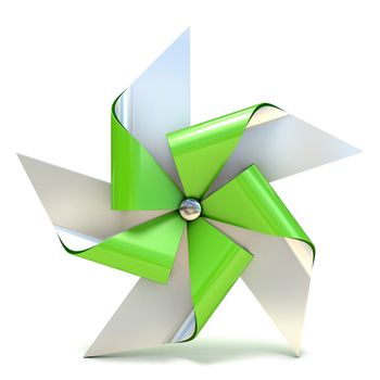 Pinwheel toy, five sided. 3D render illustration isolated on white background