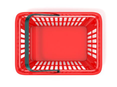 Red shopping basket, top view. 3D rendered illustration