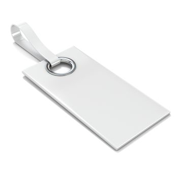 White plastic label. 3D render illustration isolated on white background