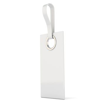 White plastic label. Vertical. 3D render illustration isolated on white background