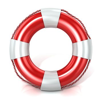 Lifebuoy isolated on white. Front view