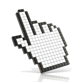 Cursor hand. 3D render illustration of hand pointer isolated on white background