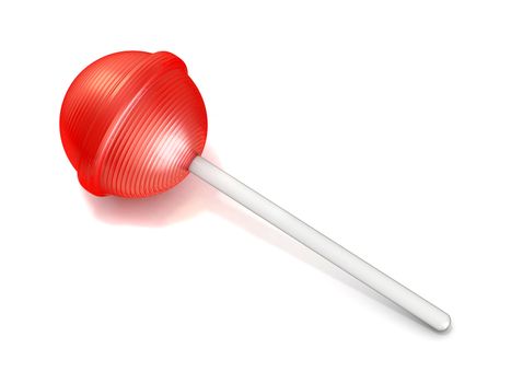 Single red lollipop. 3D render illustration isolated on white background