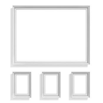 Blank picture frames. Website background template. Composition set isolated on white background