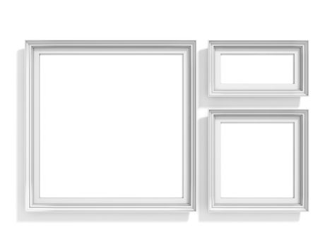 Blank picture frames. Website background template. Golden rectangular ratio. Composition set isolated on white background