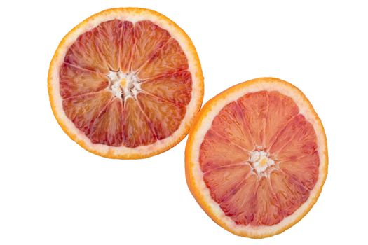 Cut orange isolated on a white background