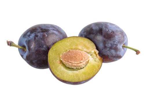 Fresh plums isolated on a white background