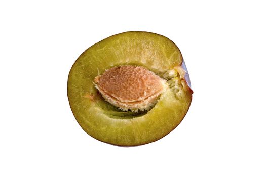 Fresh cut plum isolated on a white background