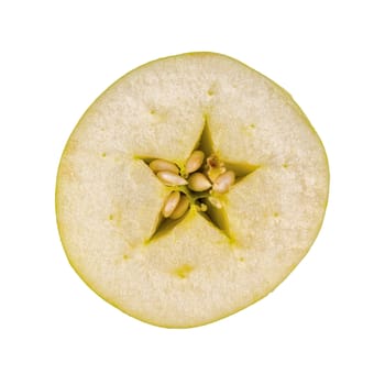 Fresh cut green apple isolated on a white background
