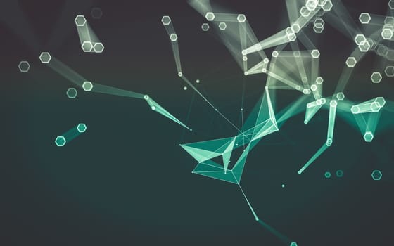 Abstract polygonal space low poly dark background with connecting dots and lines. Connection structure. 3d rendering