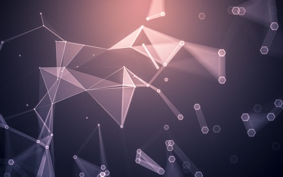 Abstract polygonal space low poly dark background with connecting dots and lines. Connection structure. 3d rendering