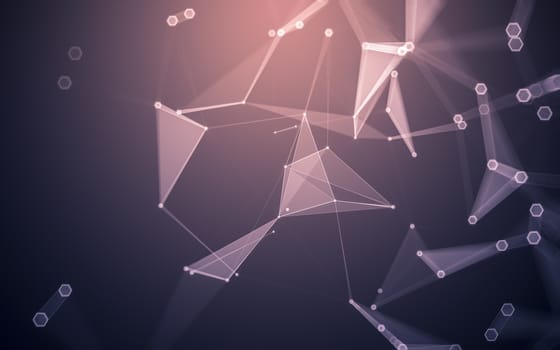 Abstract polygonal space low poly dark background with connecting dots and lines. Connection structure. 3d rendering