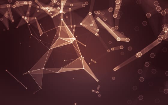 Abstract polygonal space low poly dark background with connecting dots and lines. Connection structure. 3d rendering