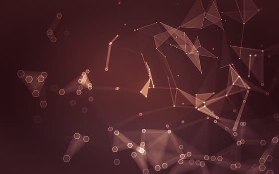 Abstract polygonal space low poly dark background with connecting dots and lines. Connection structure. 3d rendering