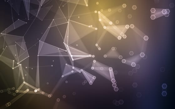 Abstract polygonal space low poly dark background with connecting dots and lines. Connection structure. 3d rendering