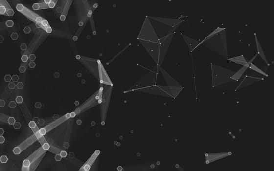 Abstract polygonal space low poly dark background with connecting dots and lines. Connection structure. 3d rendering