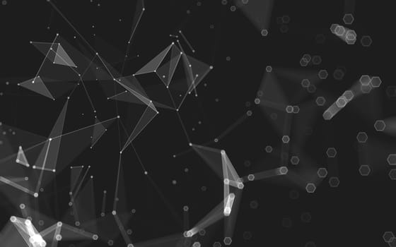 Abstract polygonal space low poly dark background with connecting dots and lines. Connection structure. 3d rendering