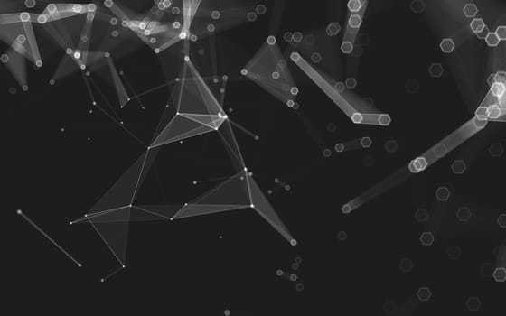 Abstract polygonal space low poly dark background with connecting dots and lines. Connection structure. 3d rendering