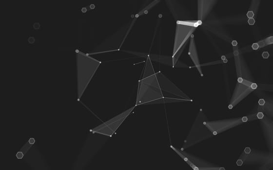 Abstract polygonal space low poly dark background with connecting dots and lines. Connection structure. 3d rendering