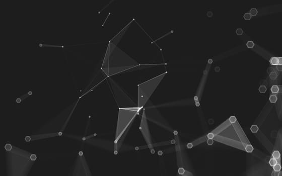 Abstract polygonal space low poly dark background with connecting dots and lines. Connection structure. 3d rendering