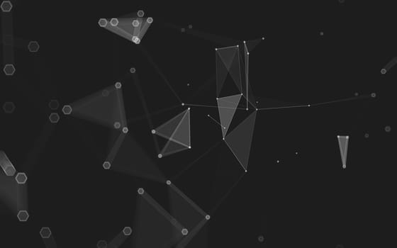 Abstract polygonal space low poly dark background with connecting dots and lines. Connection structure. 3d rendering