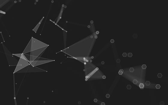 Abstract polygonal space low poly dark background with connecting dots and lines. Connection structure. 3d rendering