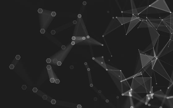 Abstract polygonal space low poly dark background with connecting dots and lines. Connection structure. 3d rendering