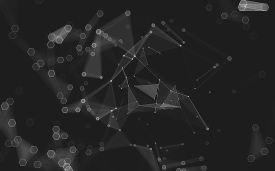 Abstract polygonal space low poly dark background with connecting dots and lines. Connection structure. 3d rendering